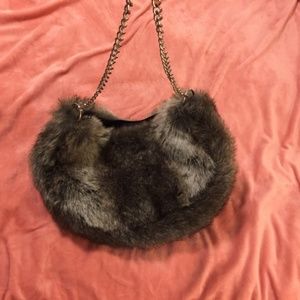 Faux Fur Chain Shoulder Bag